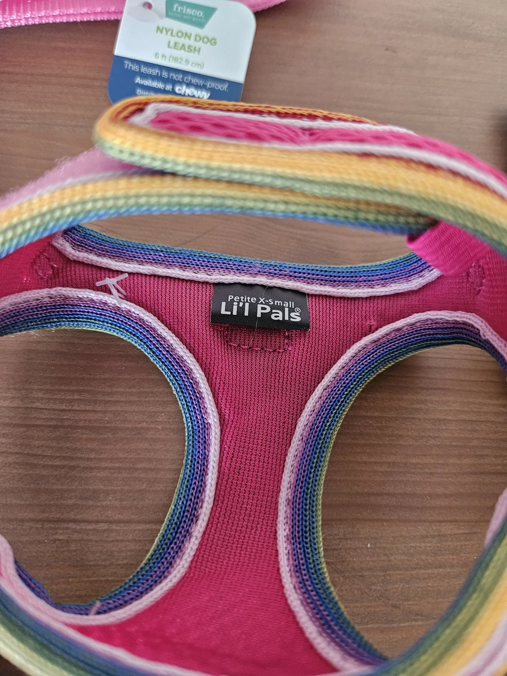 Li'l Pals Comfort Mesh Step In Back Clip Dog Harness 8 To 8 In Pink With Leash